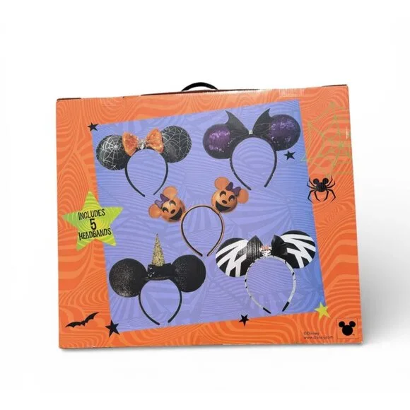 Disney Halloween Mickey Mouse Ears Deluxe Headband 5 Pc Set Minnie Mouse - Picture 2 of 2